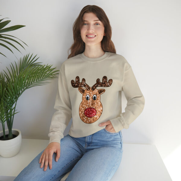 Celebrate winter with a touch of whimsy in our reindeer-themed sweatshirt.