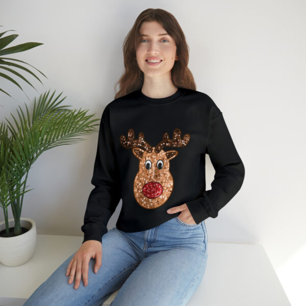 Cozy up in style with the detailed elegance of our reindeer sweatshirt.