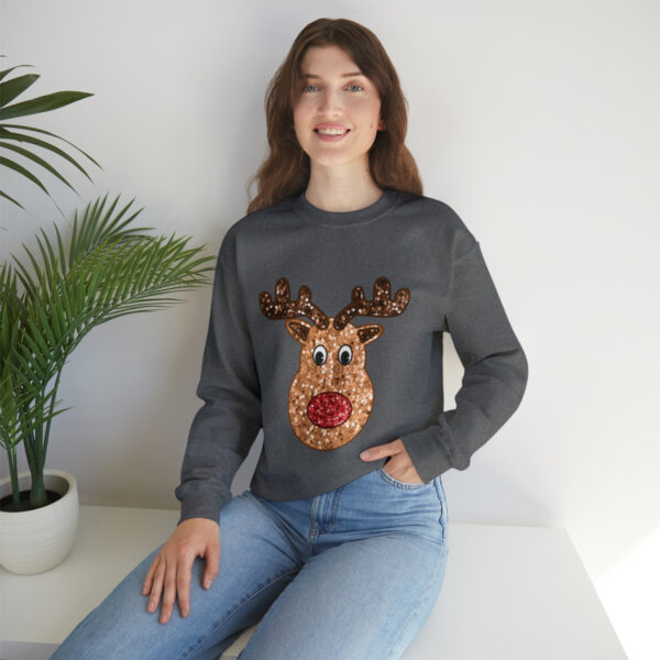 Embrace the holiday season in our intricately designed reindeer sweatshirt.