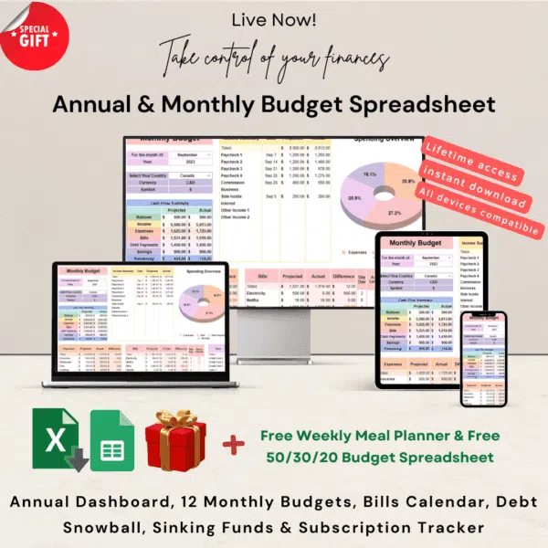 Visual representation of an Annual & Monthly Budget Spreadsheet - a powerful tool for financial planning and management