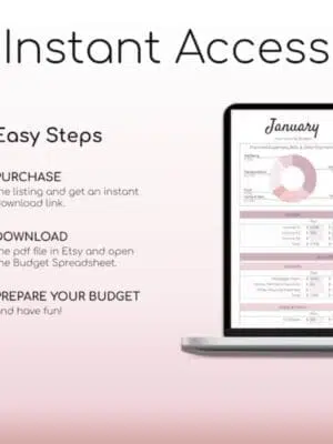 Monthly budget spreadsheet template with categories for easy financial tracking.