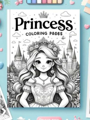 Collection of princess-themed coloring pages for children's activities