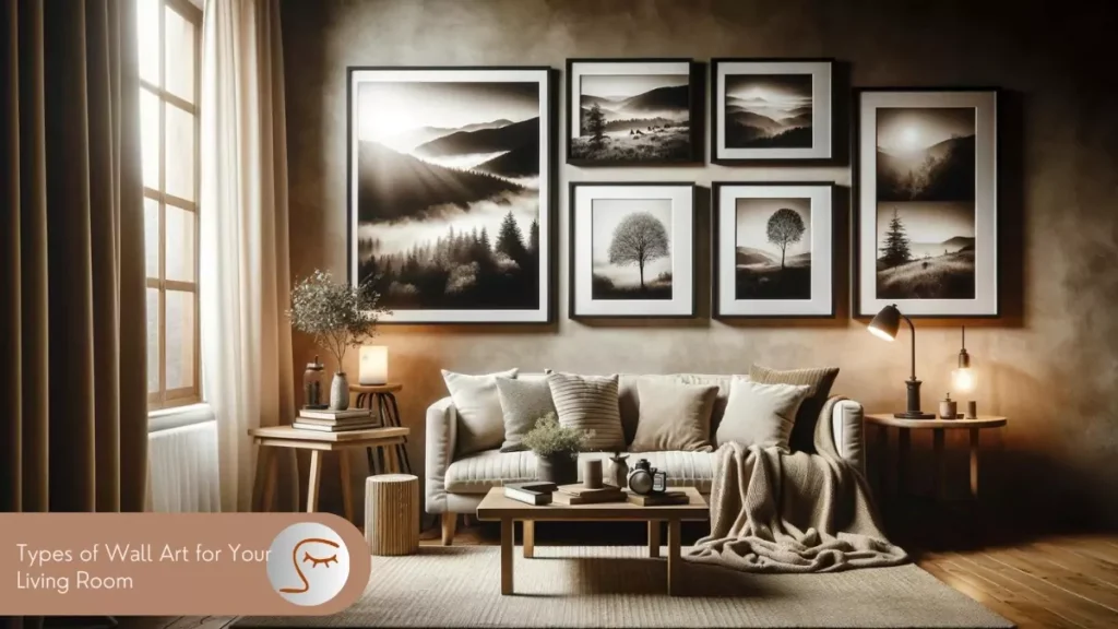 A cozy living room featuring a large, abstract canvas painting that adds a splash of color to the minimalist decor.