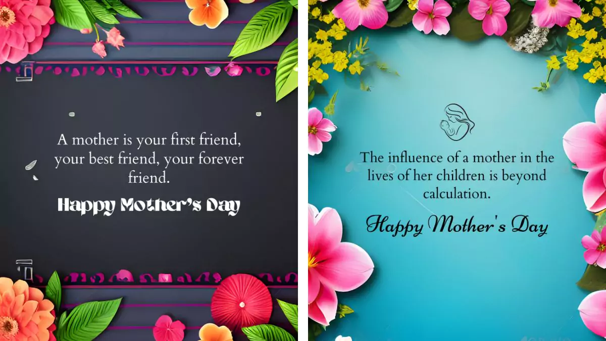Vibrant Mother's Day quotes arranged in a decorative frame.