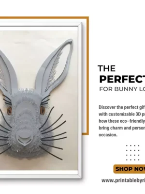 A 3D printed rabbit figurine, customizable and eco-friendly, perfect for bunny lovers and personalized home decor.