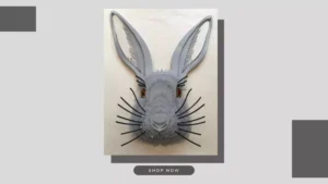 Customizable 3D Printed Rabbit in a modern living room setting.