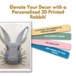 Customizable 3D printed rabbit figurine in white, perfect for home decor.