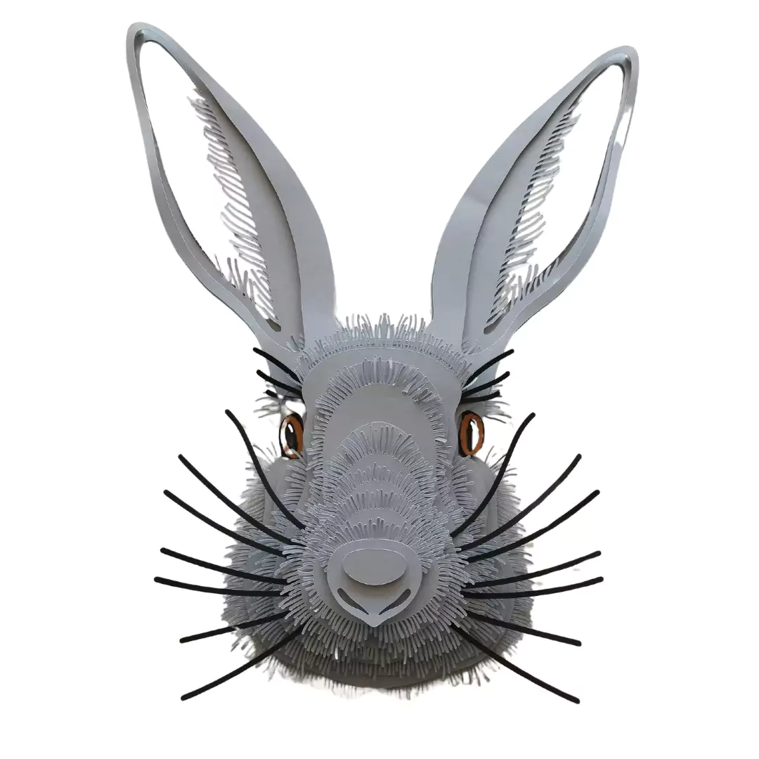 Customizable 3D printed rabbit sculpture, perfect for gifting and home decor, with lifelike details.