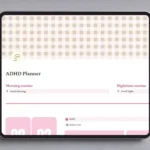 Visual of the Notion ADHD Planner with customizable sections for managing daily tasks.
