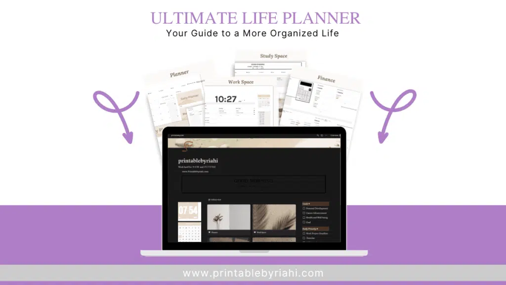 Comprehensive life planner in Notion with customizable sections for daily routines and long-term goals