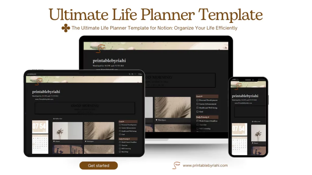 Ultimate Life Planner for Notion, featuring task management, goal-setting, and calendar integration