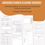 Organized home management system displaying printable schedules and trackers in clean layout