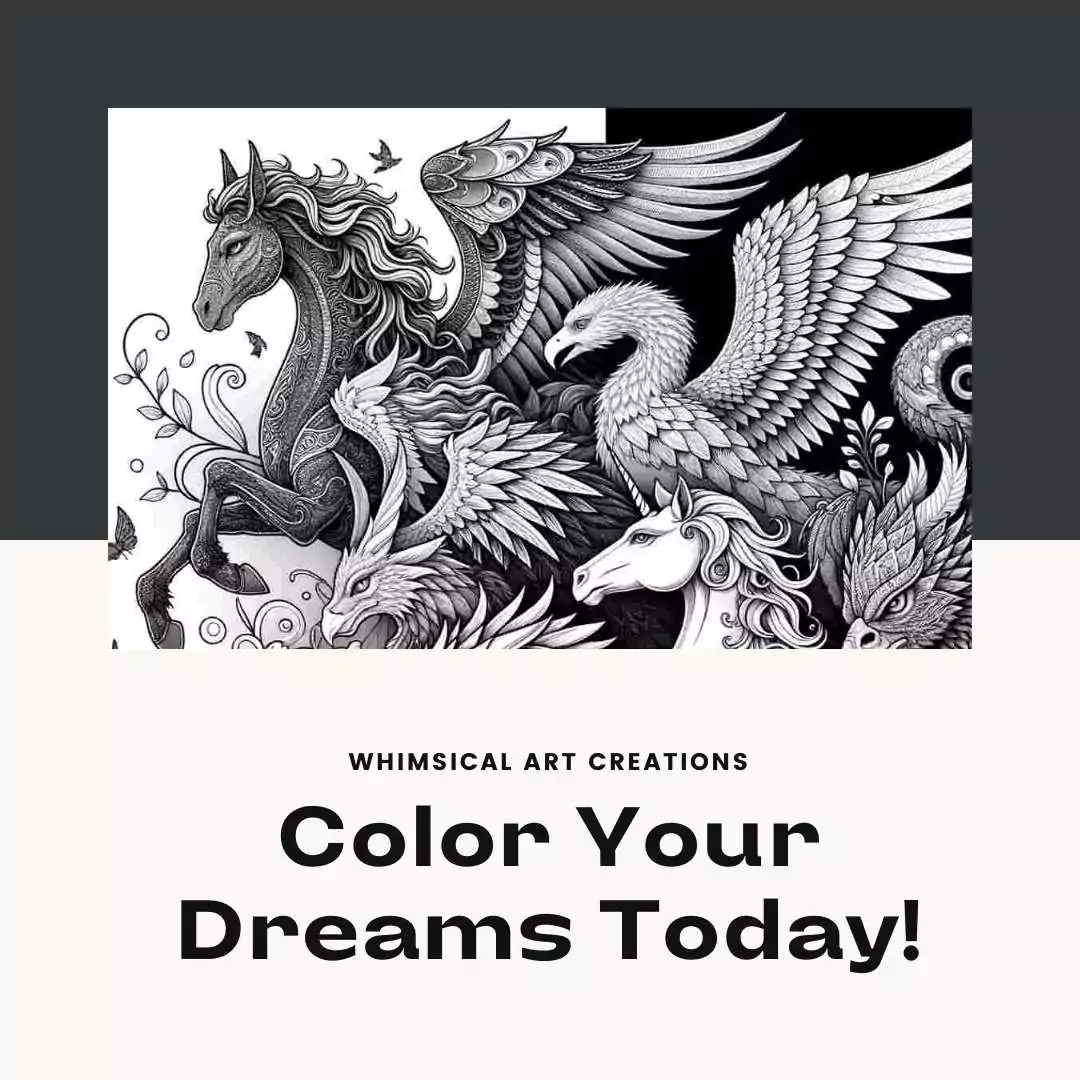 Relaxing mythical coloring pages featuring enchanting designs for stress relief and creativity.