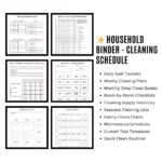 Comprehensive household binder featuring cleaning, finance, and meal planning pages