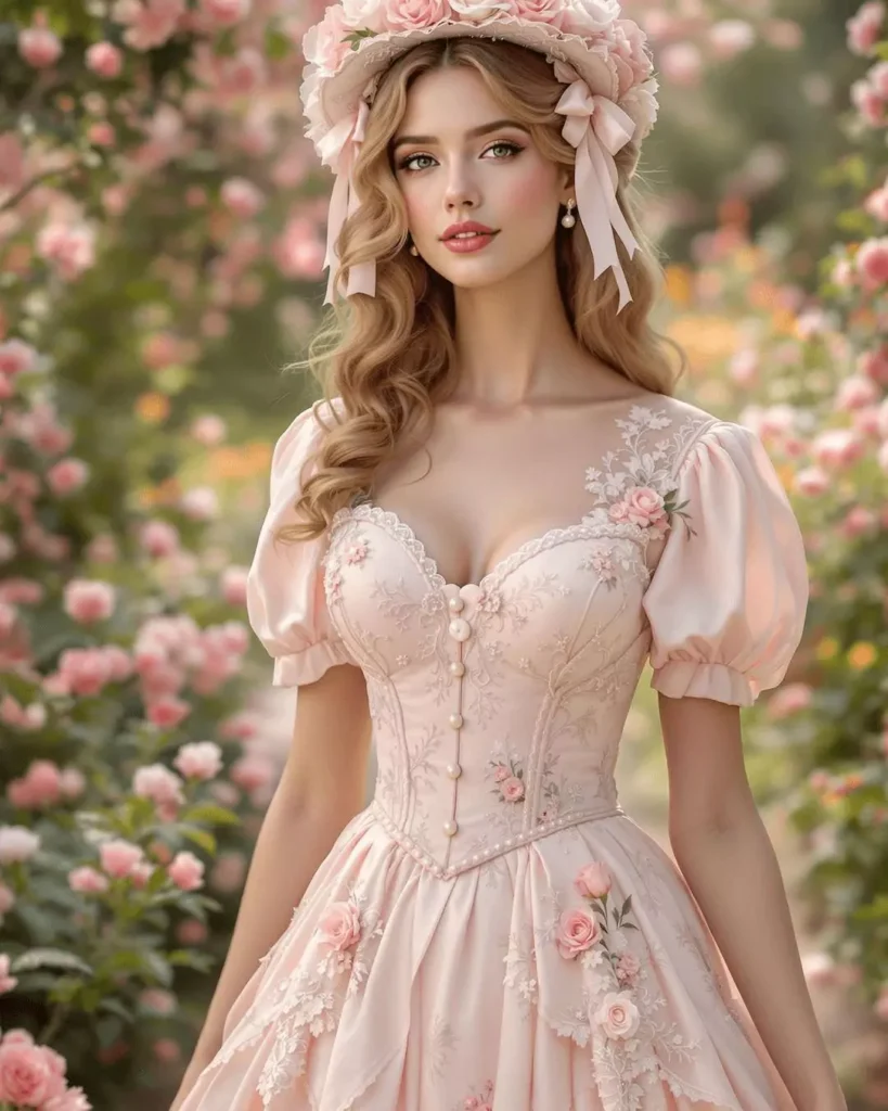 Assorted Rococo-style accessories including pearl necklaces, floral hairpins, silk ribbons, and a vintage fan, perfect for completing the Rococo-Dress-to-Impress look.