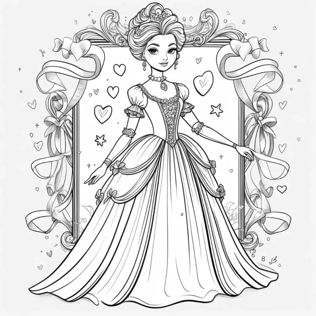 Intricate rococo coloring pages pattern featuring curved draped curtains accented with gilded scrollwork and floral motifs.