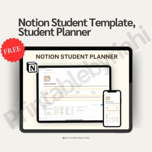 Notion Student Template, Student Planner